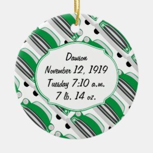 Sweet Green Retro Car Baby Shower Gifts Ceramic Ornament