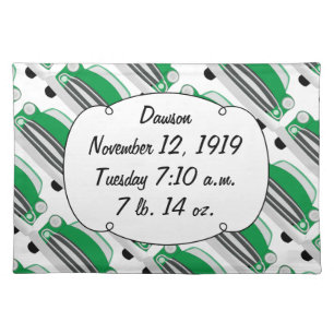 Sweet Green Retro Car Baby Shower Gifts Cloth Placemat