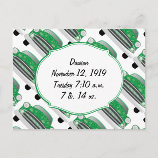 Sweet Green Retro Car Baby Shower Gifts Invitation Postcard
