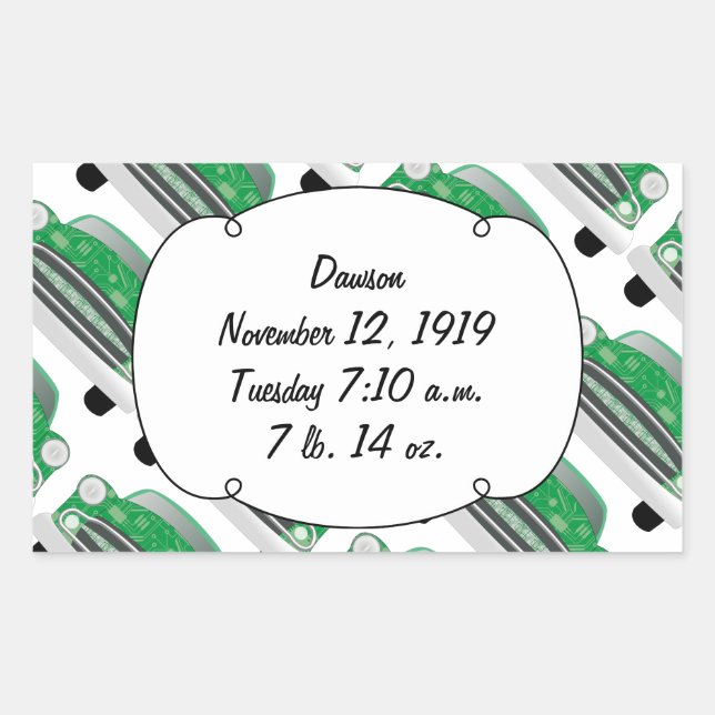 Sweet Green Retro Car Baby Shower Gifts Rectangular Sticker (Front)