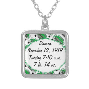 Sweet Green Retro Car Baby Shower Gifts Silver Plated Necklace