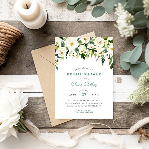 Sweet Greenery Floral Bridal Shower Invitation