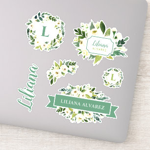 Sweet Greenery Floral Monogram Sticker