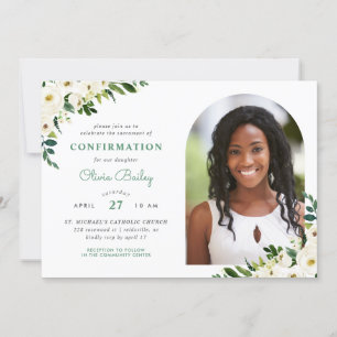 Sweet Greenery Floral Photo Confirmation Invitation