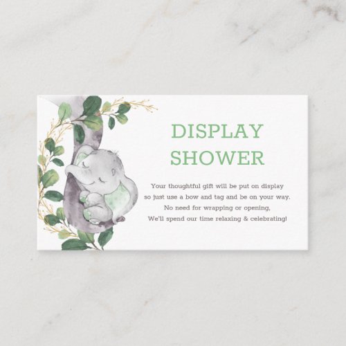 Sweet Greenery Gold Elephant Display Shower Enclosure Card