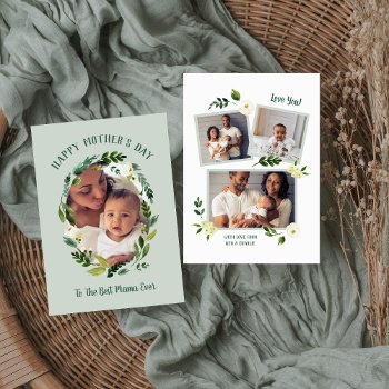 Sweet Greenery Mother's Day Photo Card For Mom by rileyandzoe at Zazzle
