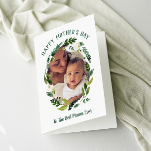 Sweet Greenery Mother's Day Photo Card for Mom