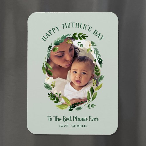 Sweet Greenery Mothers Day Photo Gift for Mom Magnet