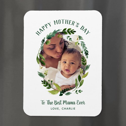 Sweet Greenery Mothers Day Photo Gift for Mom Magnet