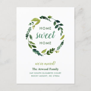 Sweet Greenery New Address Moving Announcement Postcard