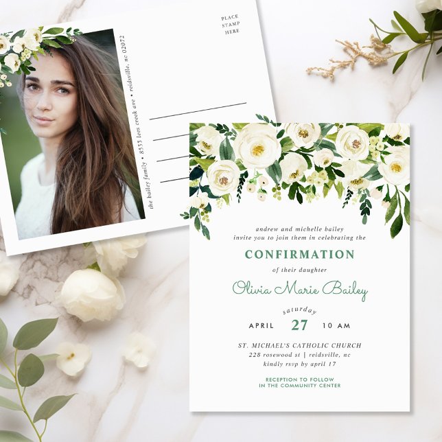 Sweet Greenery Photo Confirmation Invitation (Creator Uploaded)