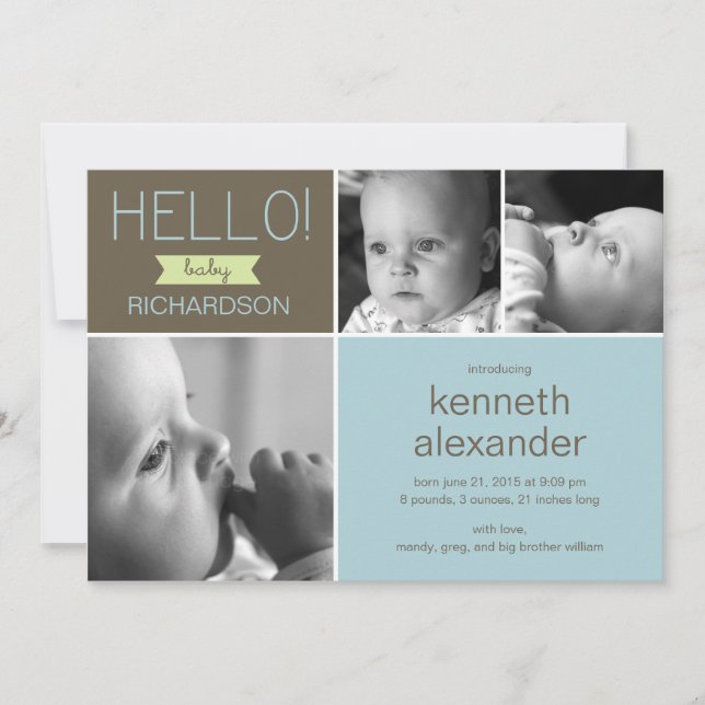 Sweet Greeting Baby Photo Birth Announcement (Front)