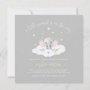 Sweet Grey Little Peanut Baby Shower Invitation