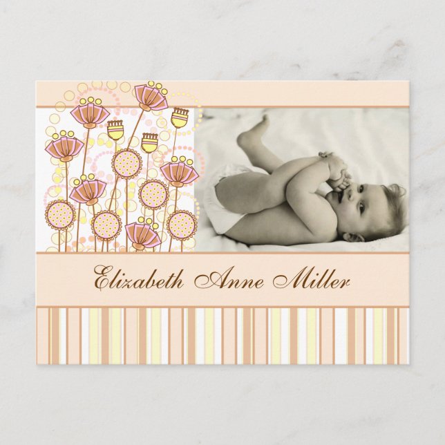 Sweet Groovy Blooms Baby Announcement (Front)