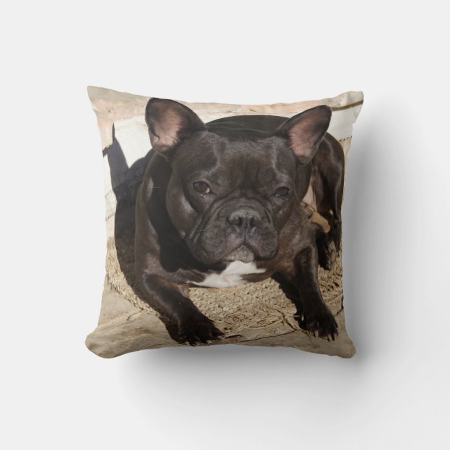 Sweet Grouchy French Bulldog Throw Pillow (Front)
