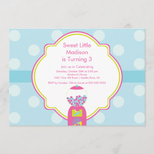 Sweet Gumball Candy Birthday Party Invitation