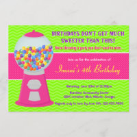 Sweet Gumball Candy Birthday Party Invitation