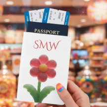 Sweet Gummy Flower Monogram Passport Cover