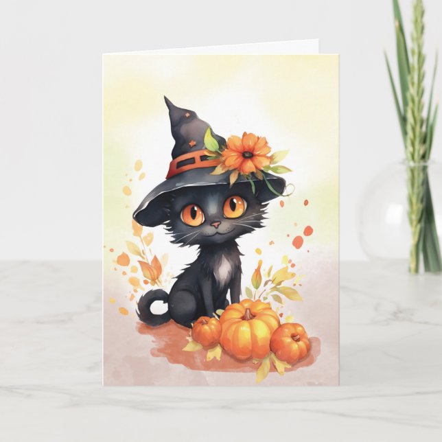 Sweet Halloween Cat Card (Front)