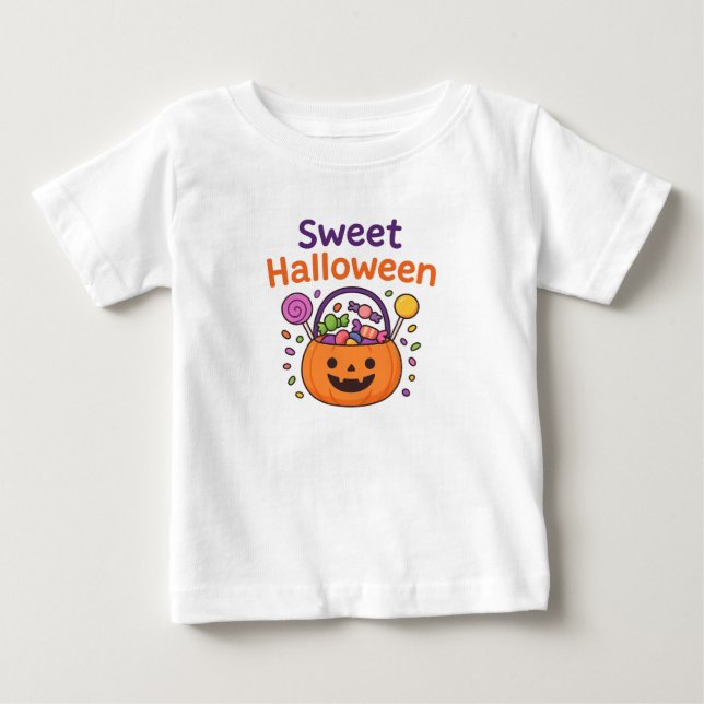 Sweet Halloween Cute Candy Bucket Design  Baby T-Shirt (Front)