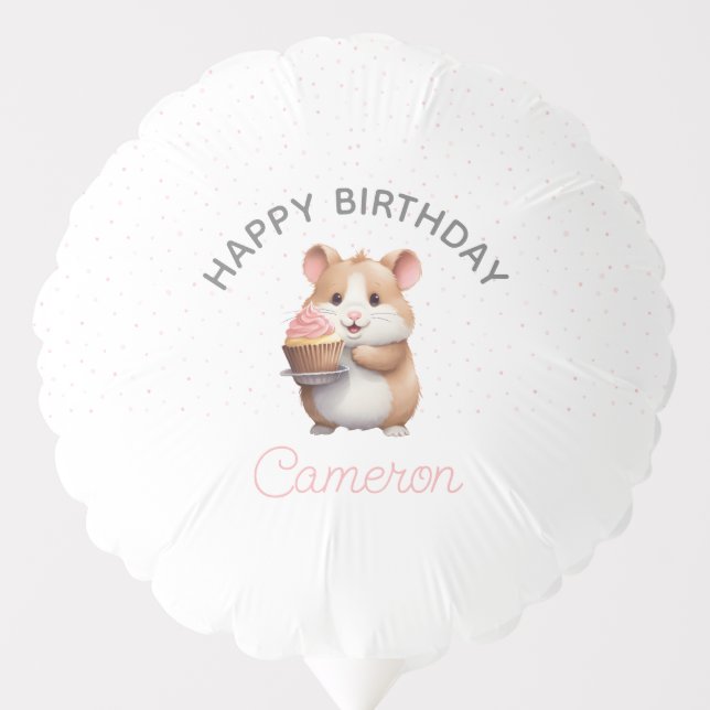 Sweet Hamster, Pink Cupcake Children's Birthday  Balloon (Front)