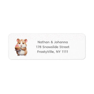 Sweet Hamster, Pink Cupcake Children's Birthday  Label