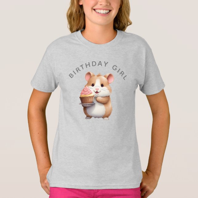 Sweet Hamster, Pink Cupcake Children's Birthday  T-Shirt (Front)