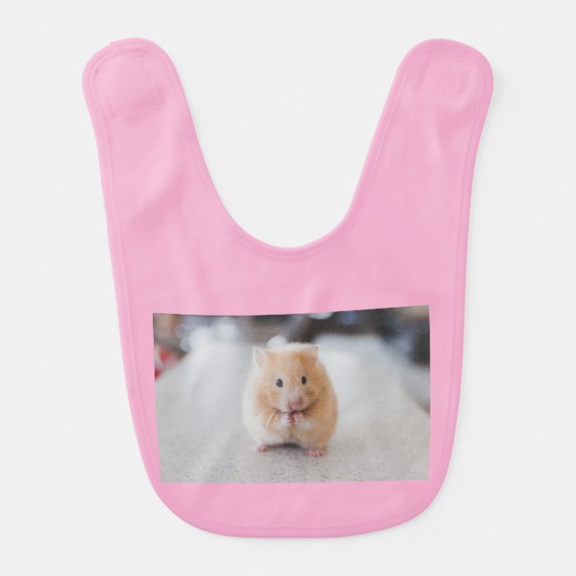 ​Sweet Hamster Print Pink Bib for Infants (Front)
