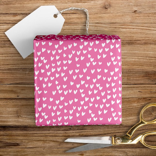 Sweet Hand-Drawn Hearts Pattern Birthday Valentine Wrapping Paper (Creator Uploaded)