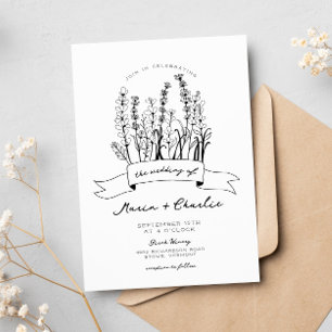 Sweet Hand Illustrated Wildflower Wedding Invitation
