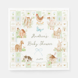 Sweet Handpainted Grandmillenial Farm Baby Shower Napkins