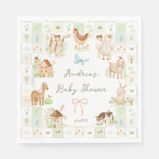 Sweet Handpainted Grandmillenial Farm Baby Shower Napkins