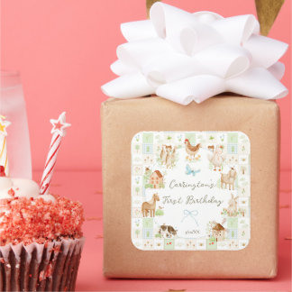 Sweet Handpainted Grandmillenial Farm Birthday Square Sticker