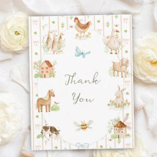 Sweet Handpainted Grandmillenial Farm Birthday Thank You Card