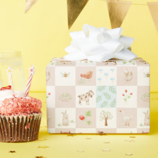 Sweet Handpainted Grandmillenial Farm Birthday Wrapping Paper