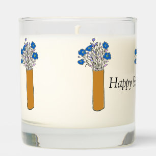Sweet Happy Birthday Flower Sketch Illustration Scented Candle