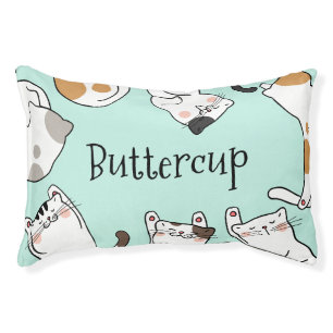 Sweet Happy Cartoon Cats Personalized Pet Bed