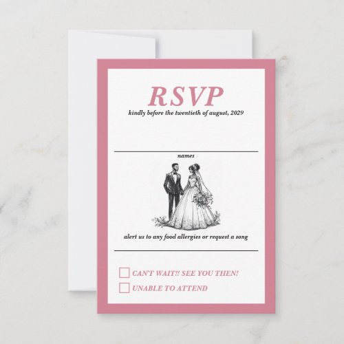 Sweet Happy Couple Wedding RSVP Card