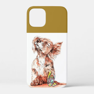 Sweet Happy Dog Art Sketch Graphic Protective iPhone 12 Mini Case