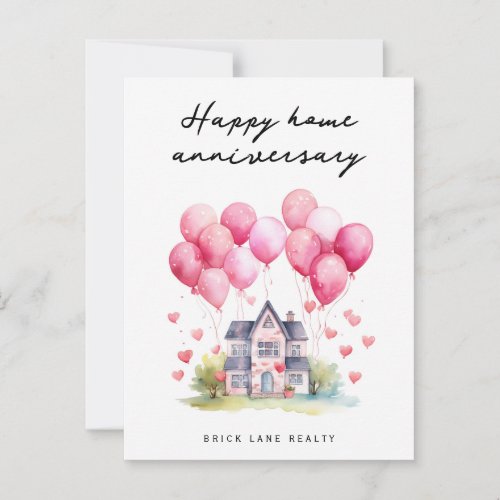 Sweet Happy Home Anniversary Realty Postcard