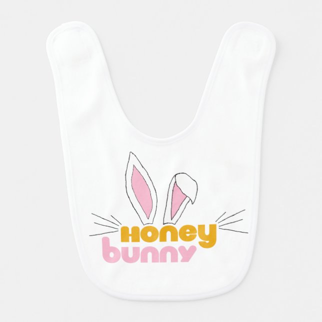 Sweet Happy Hunny Bunny Honey Rabbit Art Baby Bib (Front)