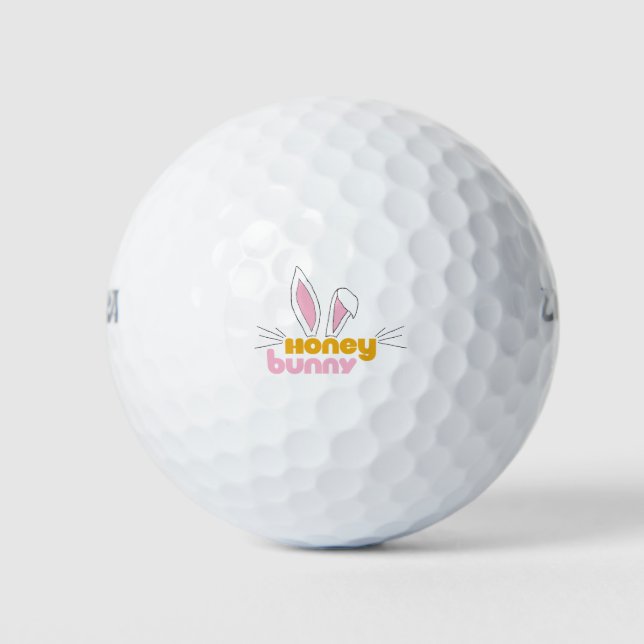 Sweet Happy Hunny Bunny Honey Rabbit Art Golf Balls (Front)
