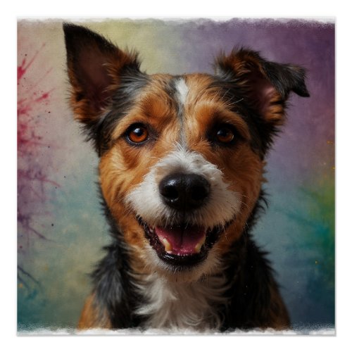 Sweet Happy Terrier Artistic Portrait Poster