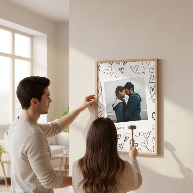 Sweet Happy Valentine Day Pink Heart  Couple Photo Print (Creator Uploaded)