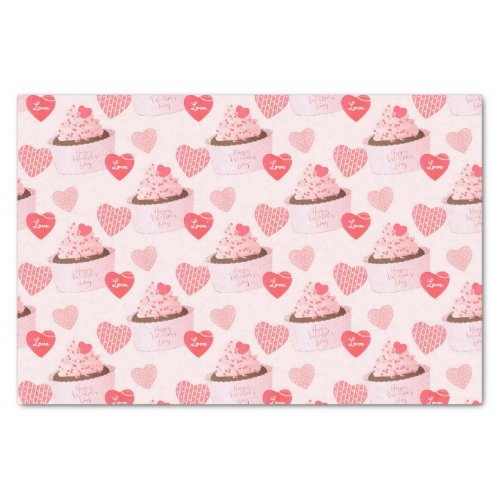 Sweet Happy Valentines Day Ice Cream Hearts Tissue Paper