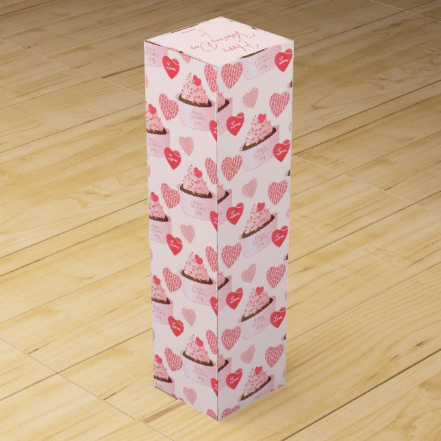 Sweet Happy Valentines Day Ice Cream Hearts Wine Box (Back)