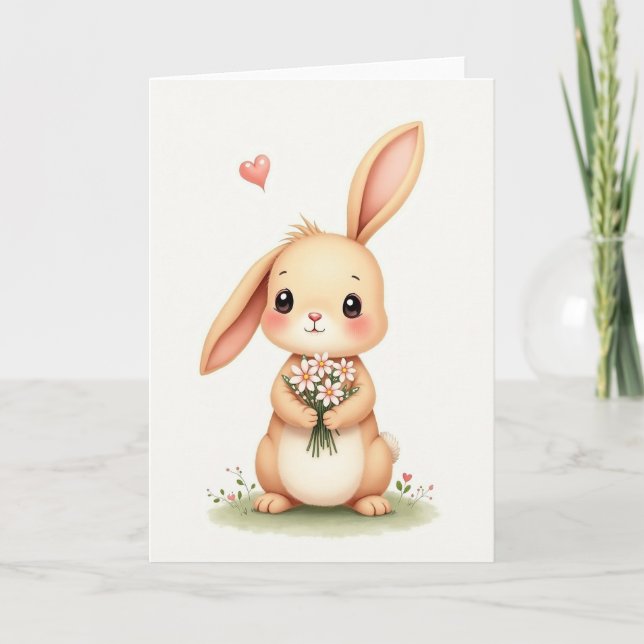 Sweet Hare Bouquet Lovely Card (Front)