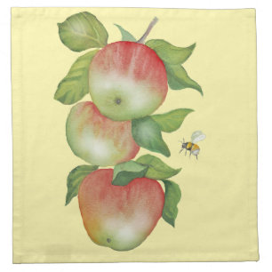 Sweet Harmony: Watercolor Apples and a Bee Cloth Napkin