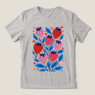 Sweet Harmony Women’s Abstract Strawberry T‑Shirt Tri-Blend Shirt