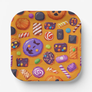Sweet Haul Halloween Candy Spread Paper Plates